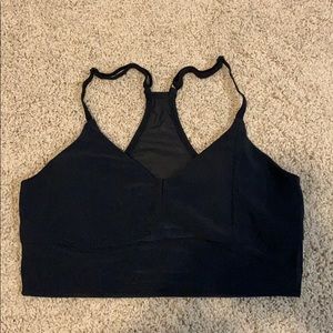 Black sports bra with mesh details